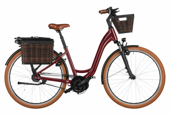 RM Swing4 silent US51 cm '24 burgundy electric bike (500Wh, Kiox 300 Front basket, with side baskets, lock bag)